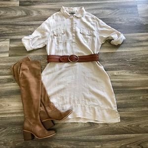 Tommy Bahama Cream Linen Shirt Dress with Collar